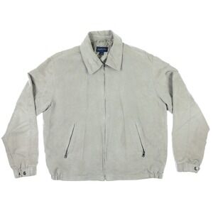 Joseph & Feiss Mens Suede Zip Up Bomber Jacket Size L Beige